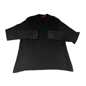 IZOD Men's XLT Waffle-Knit Thermal Sleepwear Extra Long Sleeve Shirt Black Tall